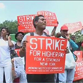 美数十城市快餐店工人罢工 为提高工资
